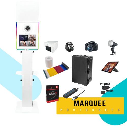 Fully Assembled DSLR Marquee Photo Booth System | Canon T7, Surface Pro & Strobe Flash