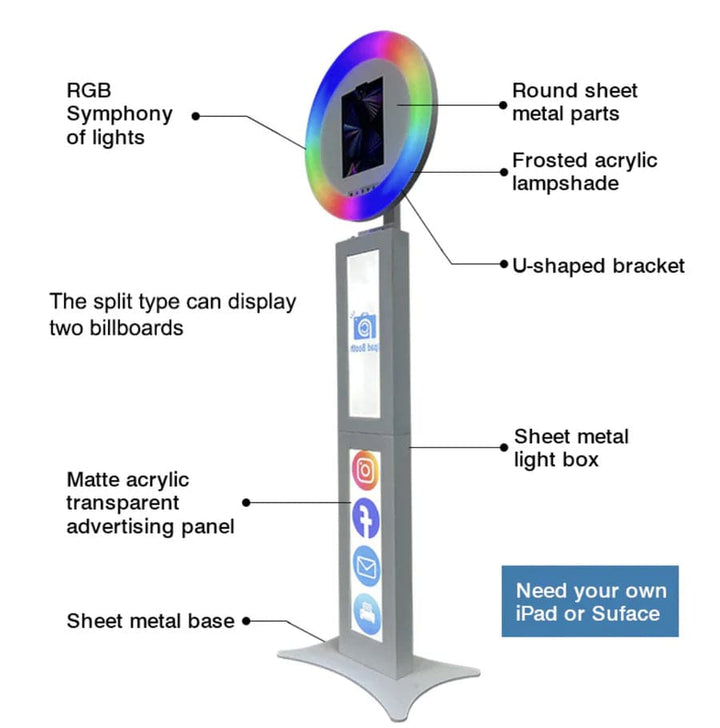 iPad Ring Light Photo Booth with Backlit Advertising Panel