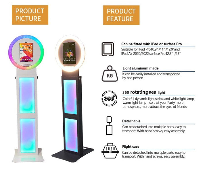 iPad Photo Booth Shell | RGB Lighting & Portable Design PBA3L